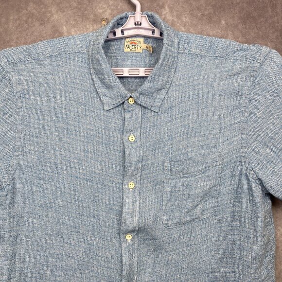 FAHERTY Palma 100% Linen Shirt Mens XL Blue Short Sleeve Casual Preppy Outdoors - Picture 3 of 10